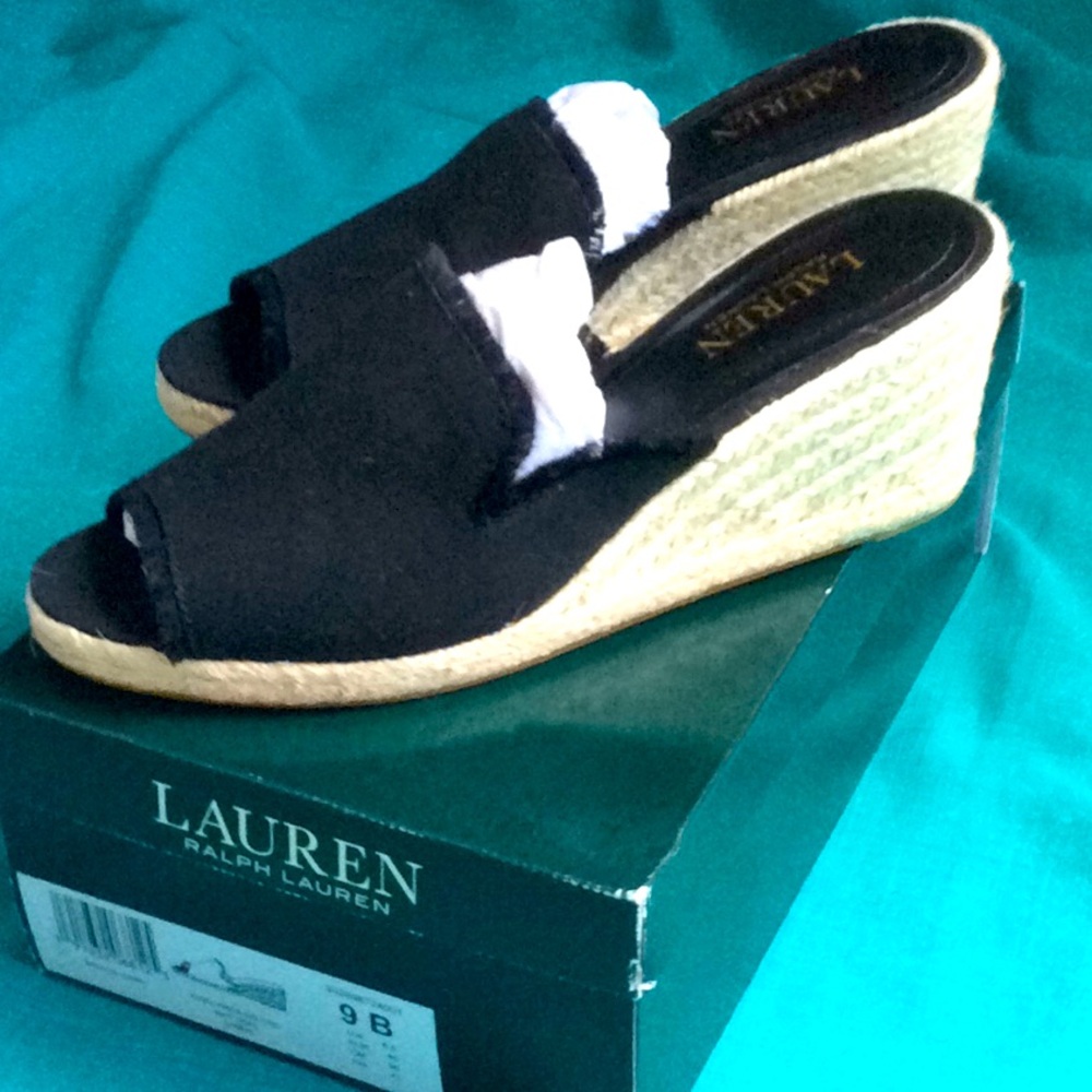 Lauren Ralph Lauren Black Espadrille Wedges